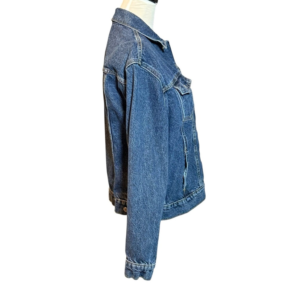 Old Navy Women's Trucker Jean Jacket Denim Classic Size Medium Pleated Front - Picture 2 of 9